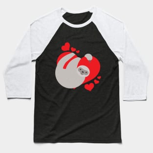 Cute & Adorable Valentines Day Sloth Hugging Heart Baseball T-Shirt